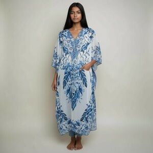 H&M - Blue Floral Caftan - One Size